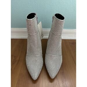 NWT Wild Fable Cailin Silver Rhinestone Ankle Boots Size 8 Sparkly Glam